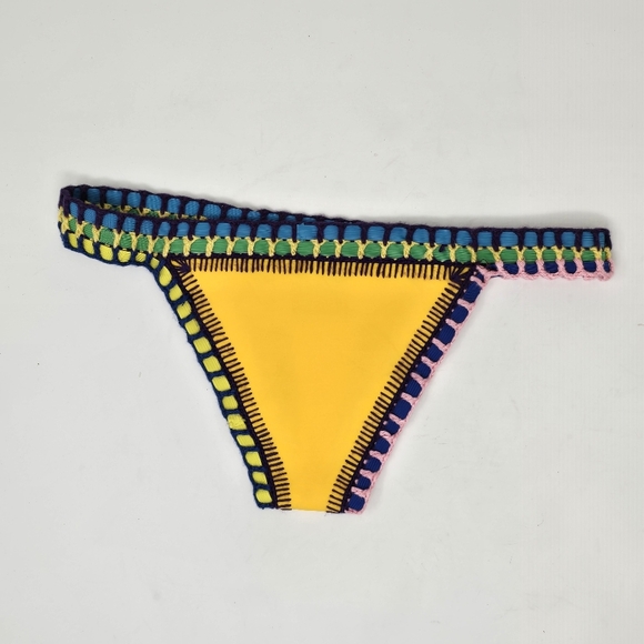 Kiini Crochet Neoprene RO Bikini Bottoms Only Yellow Multi Color Small - Picture 5 of 10
